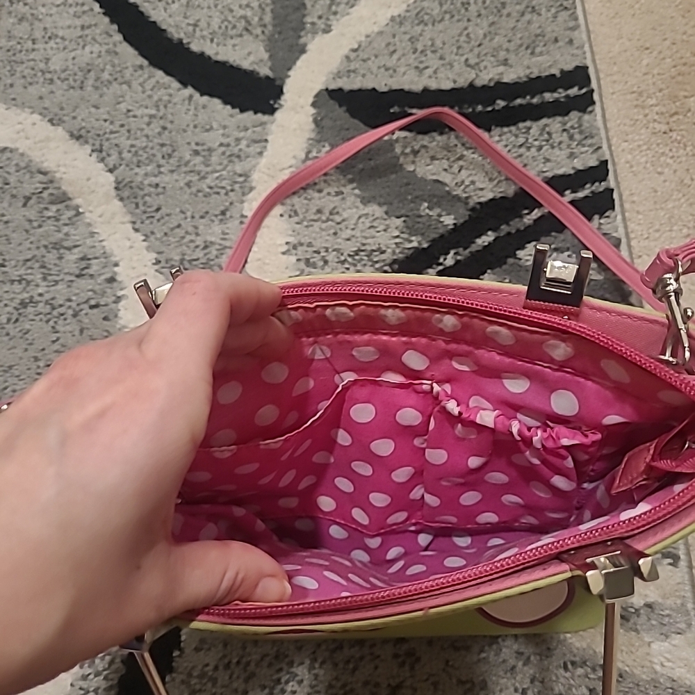 90s Y2K Girls Chic Handbag Pink/green Embroidered Girls - Picture 6 of 11